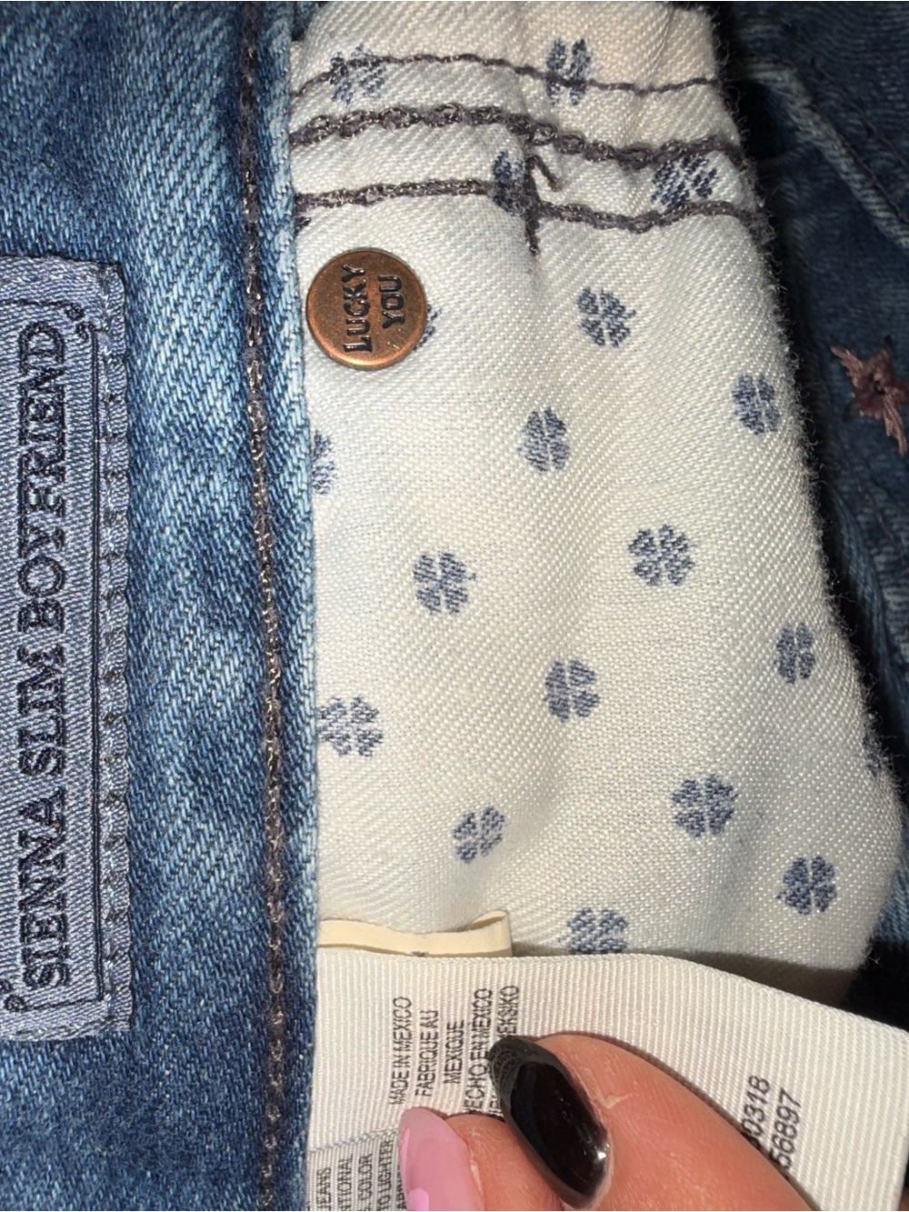 Lucky Brand Sienna Slim Boyfriend Floral Embroidered Distressed Jeans Size 4/27 - Picture 9 of 11